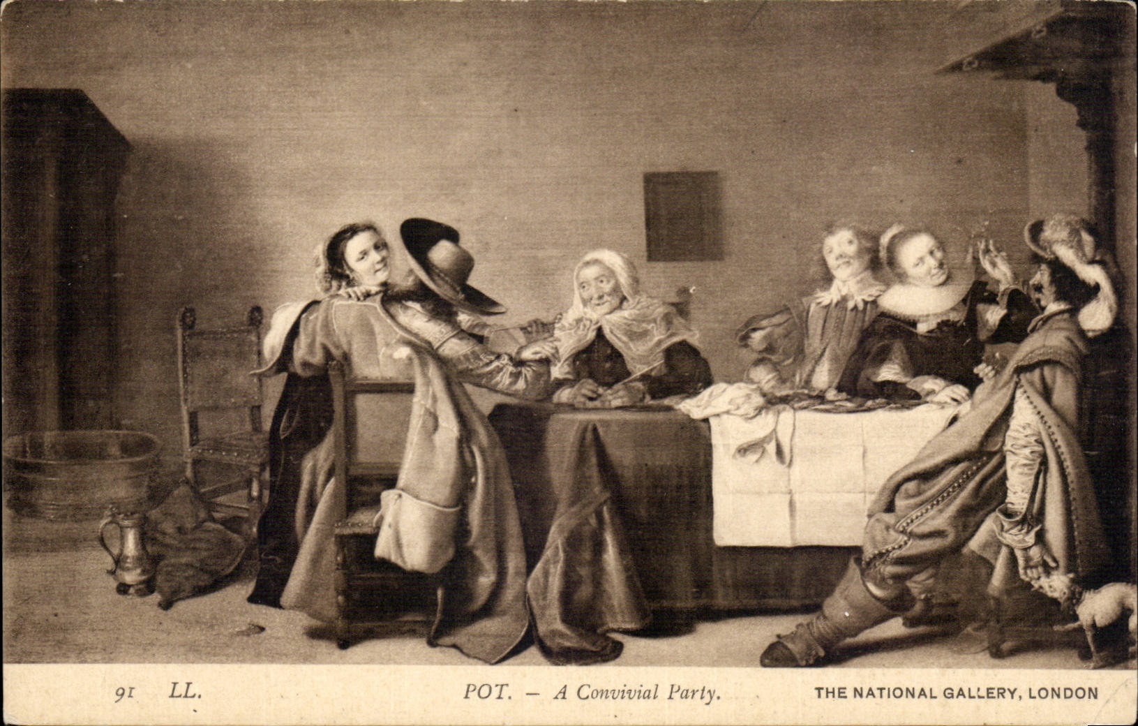 CPA Pot convivial prty National Gallery London Londres