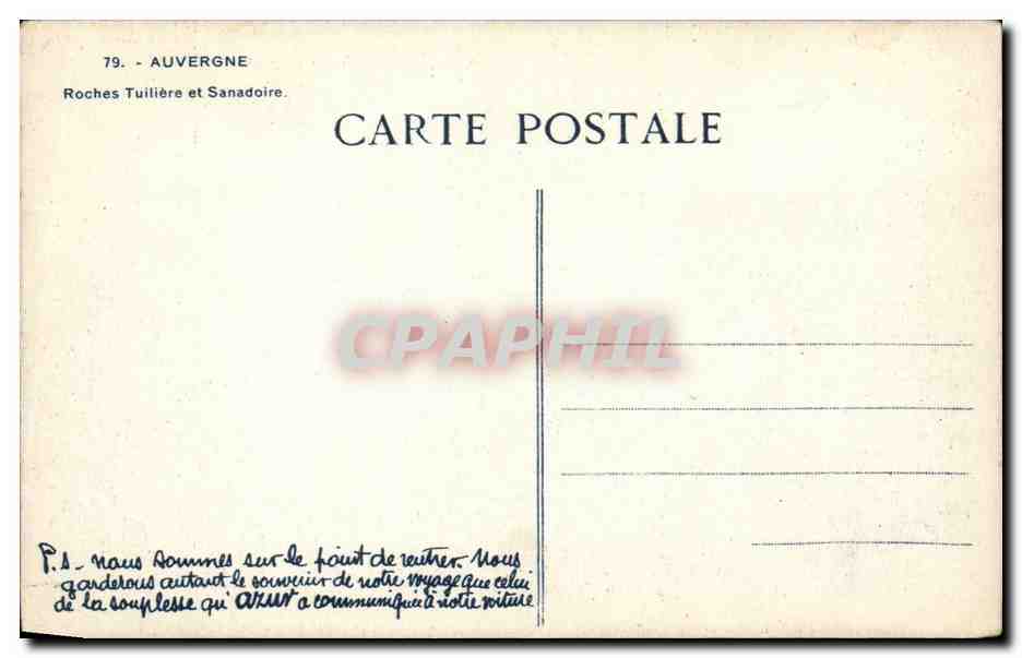 CPA Auvergne Roches tuilliere et Sanadoire — Rückseite