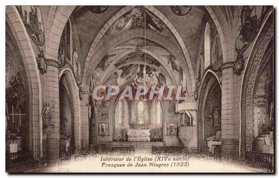 CPA Interieur de l'eglise Fresques de Jean Ningres 1922 