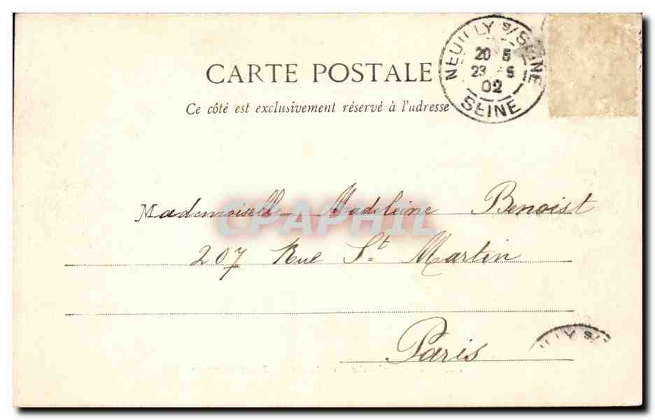 Paris CPA Bois de Boulogne La cascade — Rückseite