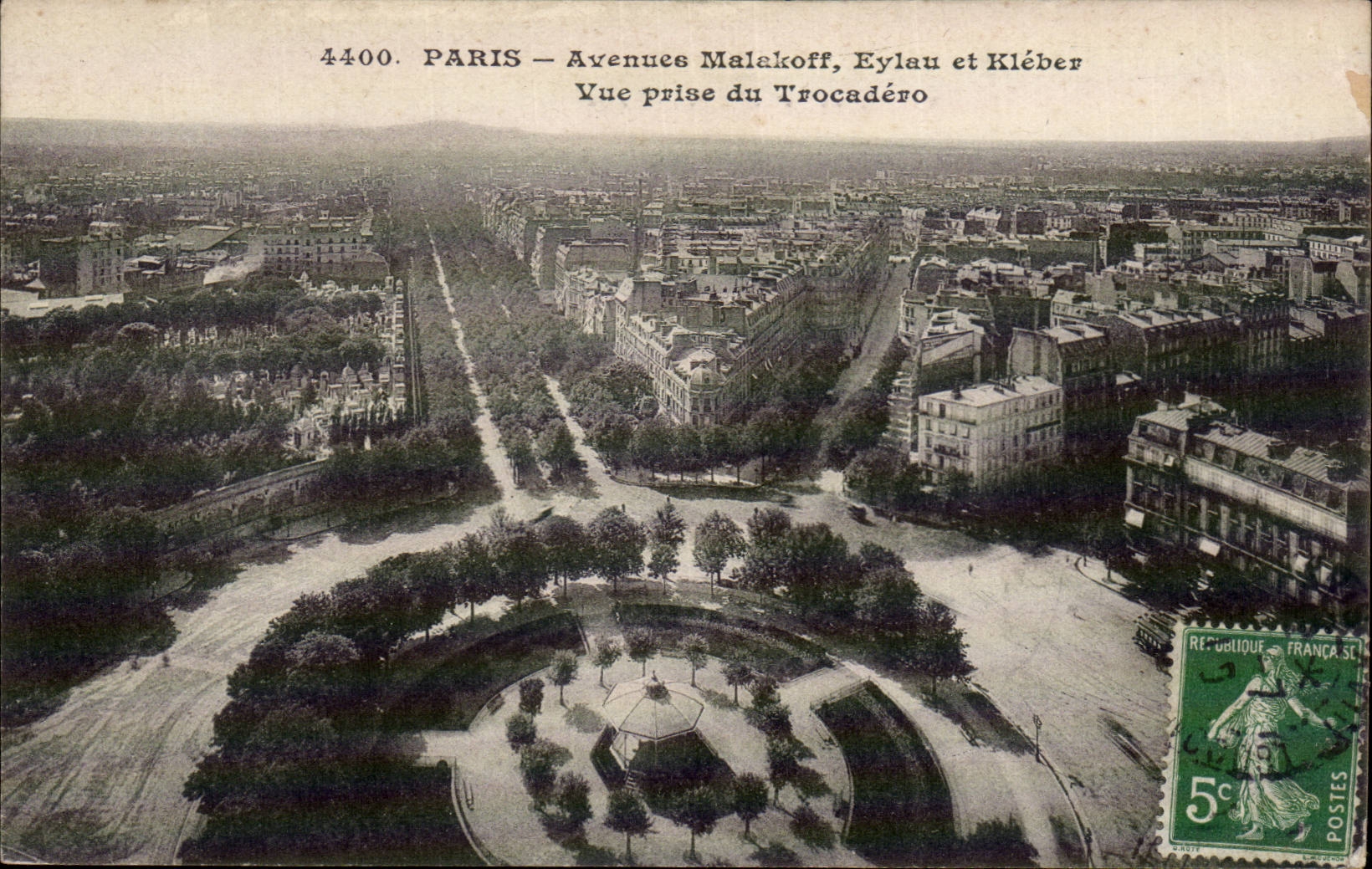 Paris CPA Avenues Malakoff Eylau et Kleber Vue prise du Trocadero