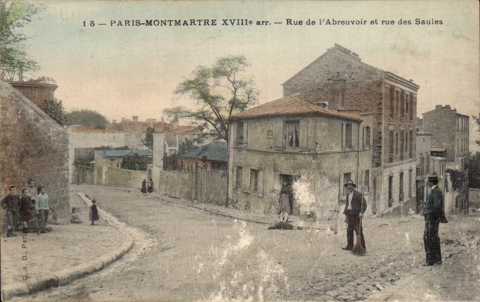Paris CPA Montmartre Rue de l'abreuvoir et rue des SAules
