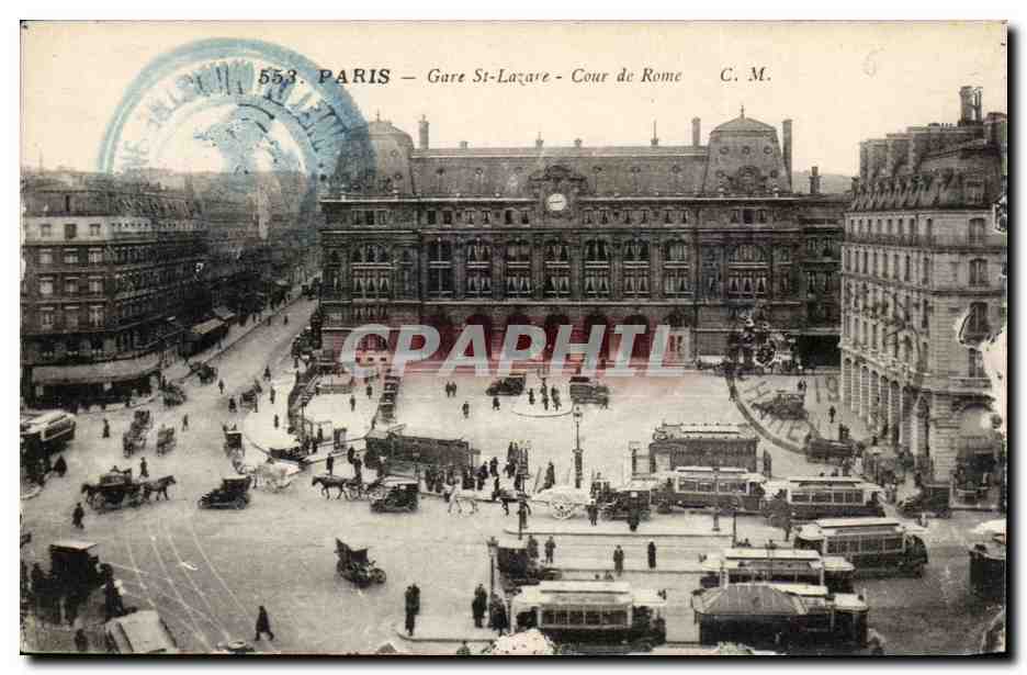 Paris CPA Gare St Lazare Cour de Rome