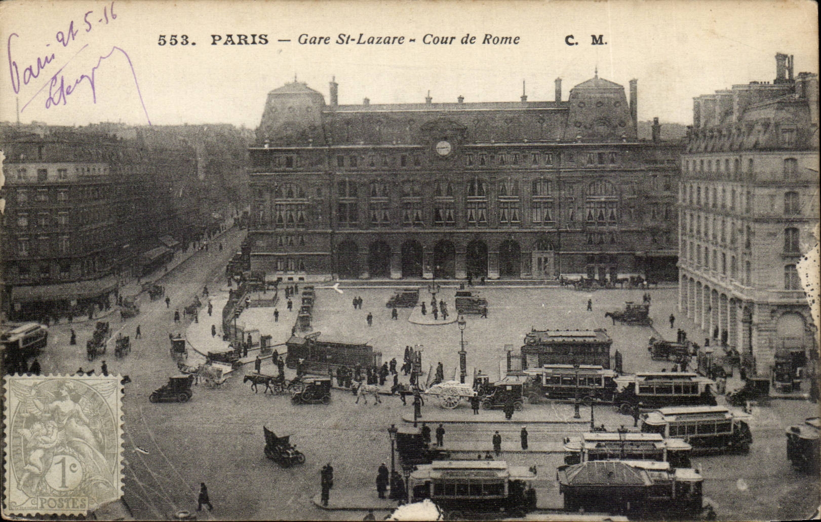 Paris CPA Gare St Lazare Cour de Rome