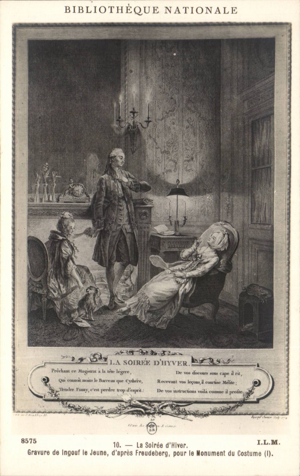 CPA Fantaisie Femme Bibliotheque nationale La soiree d'hiver Ingouf le jeune Freudeberg Monument du costume