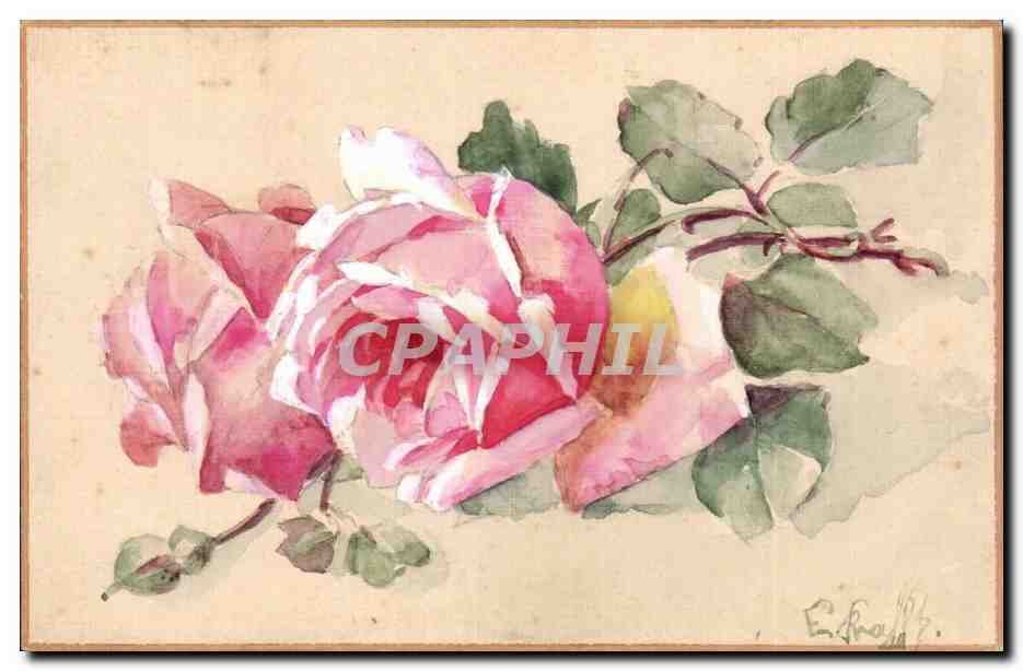 CPA Fantaisie Fleur Rose