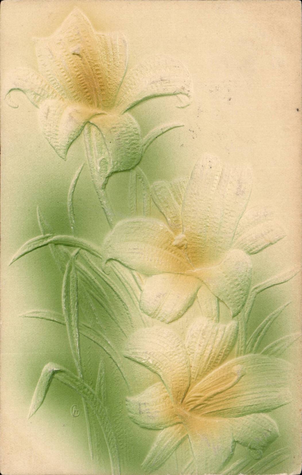 CPA Fantaisie Fleur en relief 