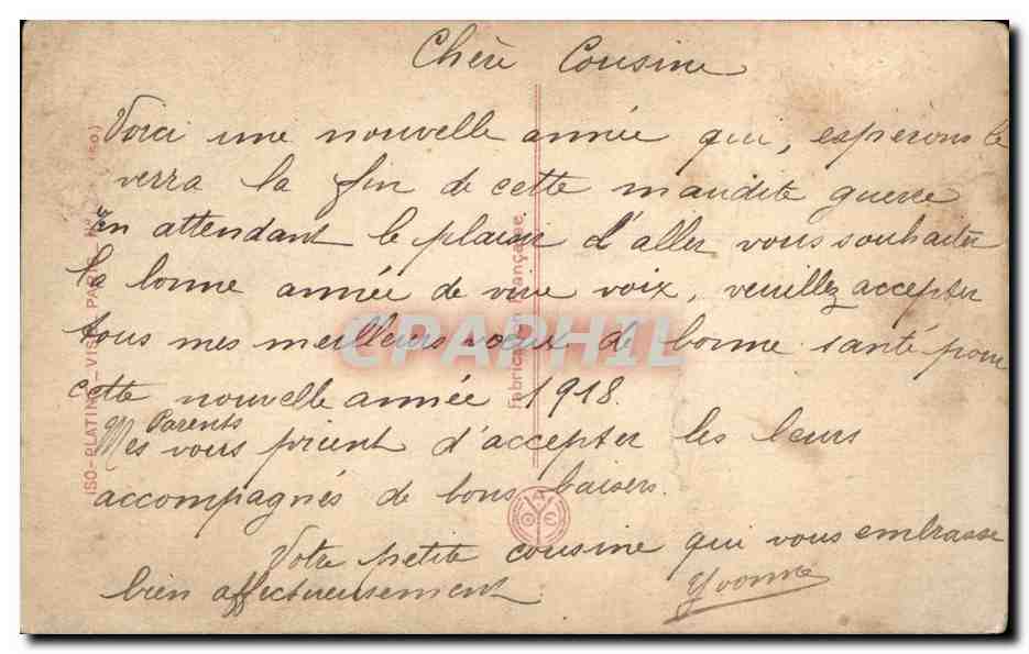 CPA Fantaisie Femme Bonne annee — Rückseite