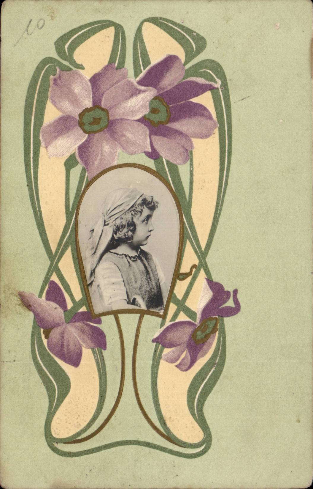 CPA Fantaisie Enfant et fleurs - Recto