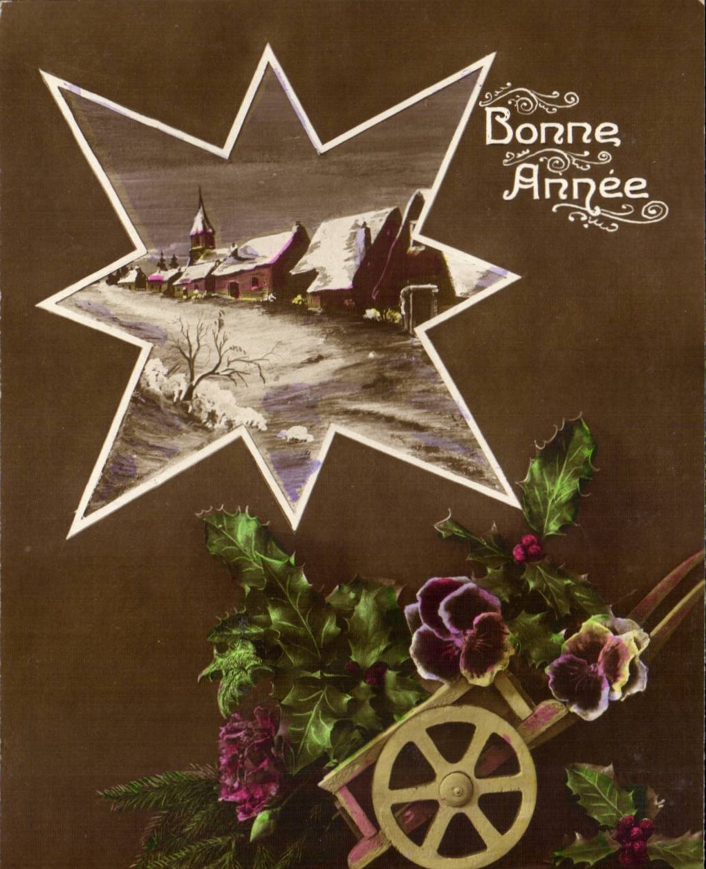 CPA Fantaisie Paysage sous la neige Bonne annee