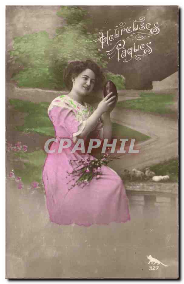 CPA Fantaisie Femme paques Easter