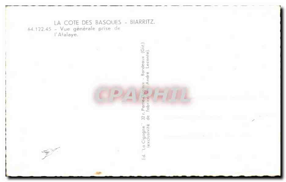 CPA Biarritz Vue generale prise de l'abbaye — Verso