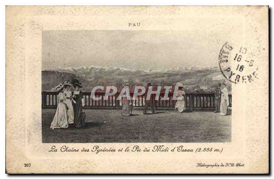 La Chaîne des Pyrénées et le Pic du Midi d'Ossau (2.885 m.) — Pau — N.D. Phot. — n° 267