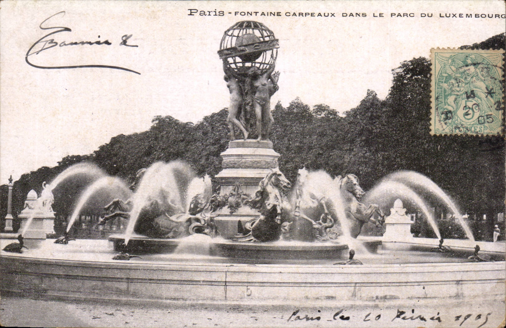 Paris CPA Fontaine Carpeaux dans le parc du Luxembourg