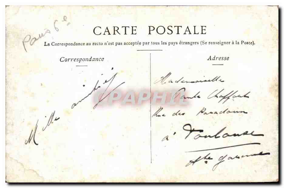 Paris CPA Fontaine Carpeaux dans le parc du Luxembourg — Rückseite