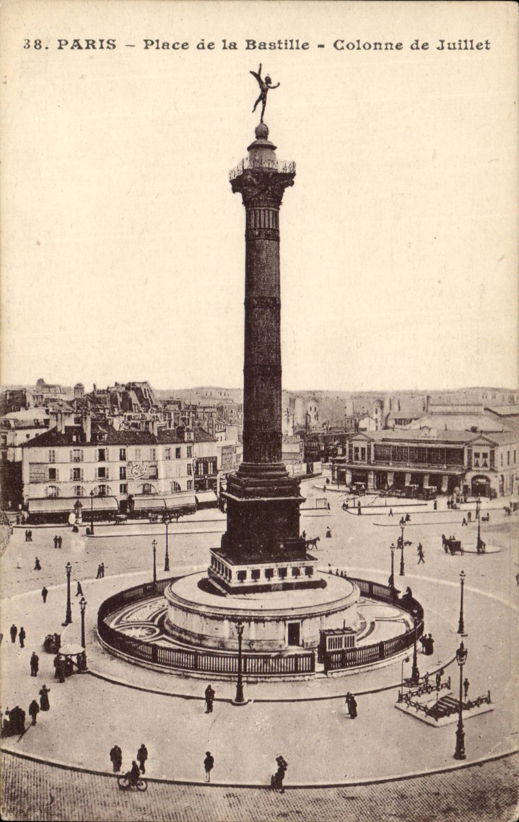 Paris CPA place de la Bastille Colonne de Juillet