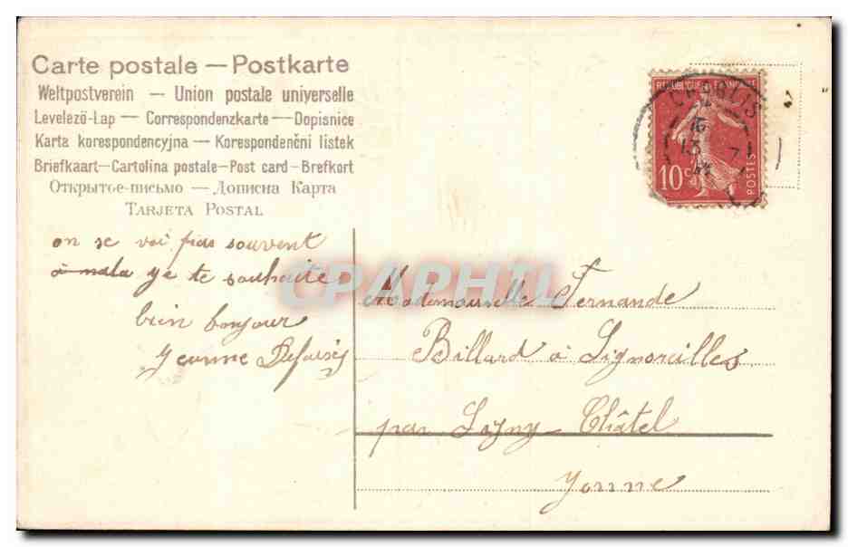 CPA Fantaisie Fleurs et colombes Souvenir  — Verso