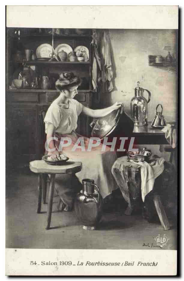 CPA Fantaisie Femme Salon 1909 La fourbisseuse 