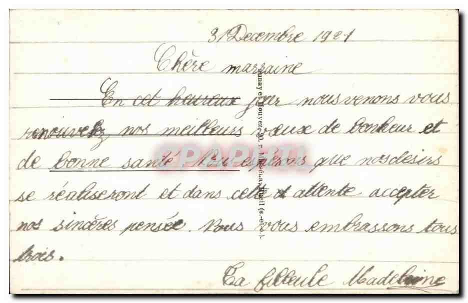 CPA Fantaisie Enfant Bonne annee — Verso