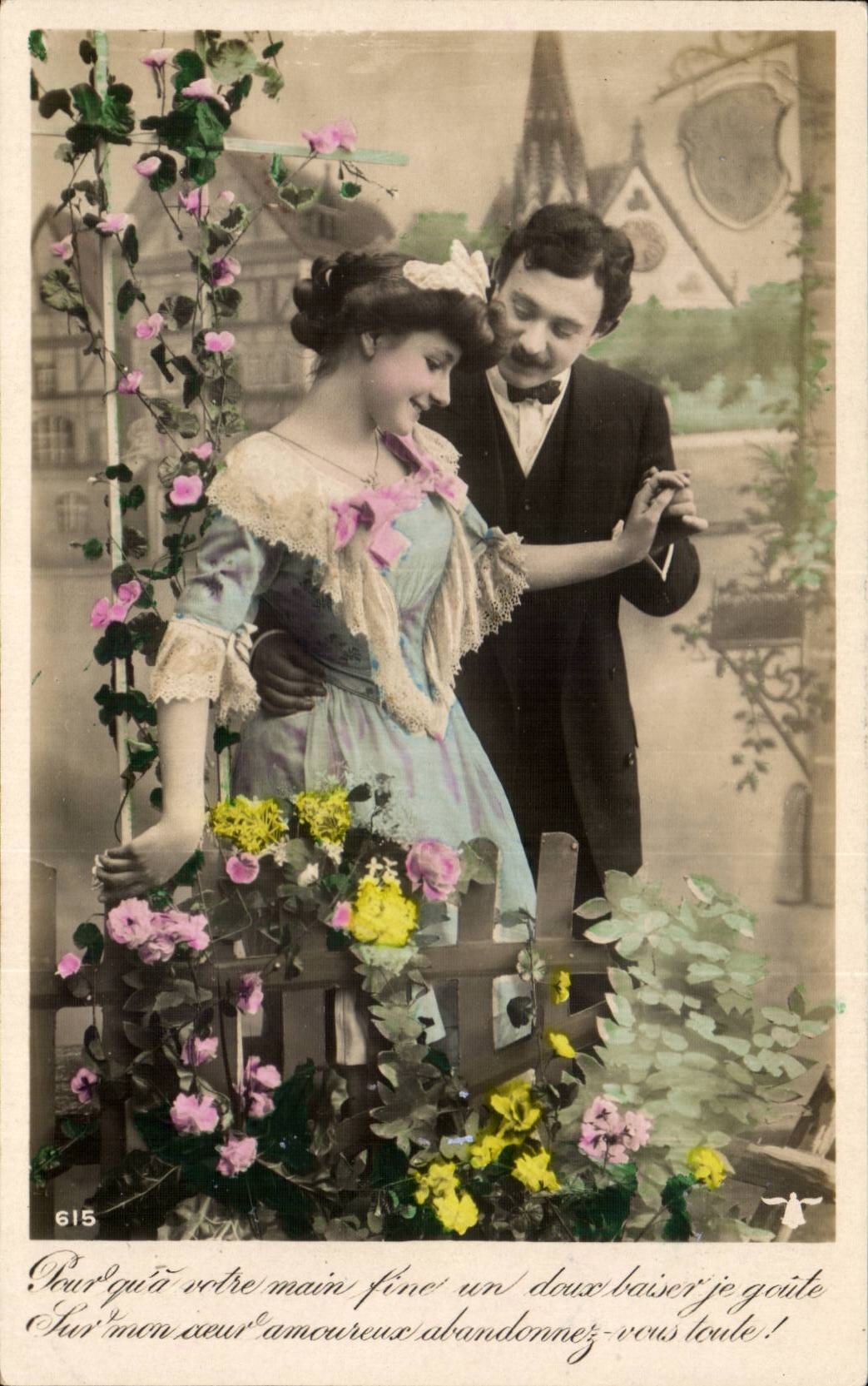 Paar spielt im Garten — anonymer Verlag, n° 615