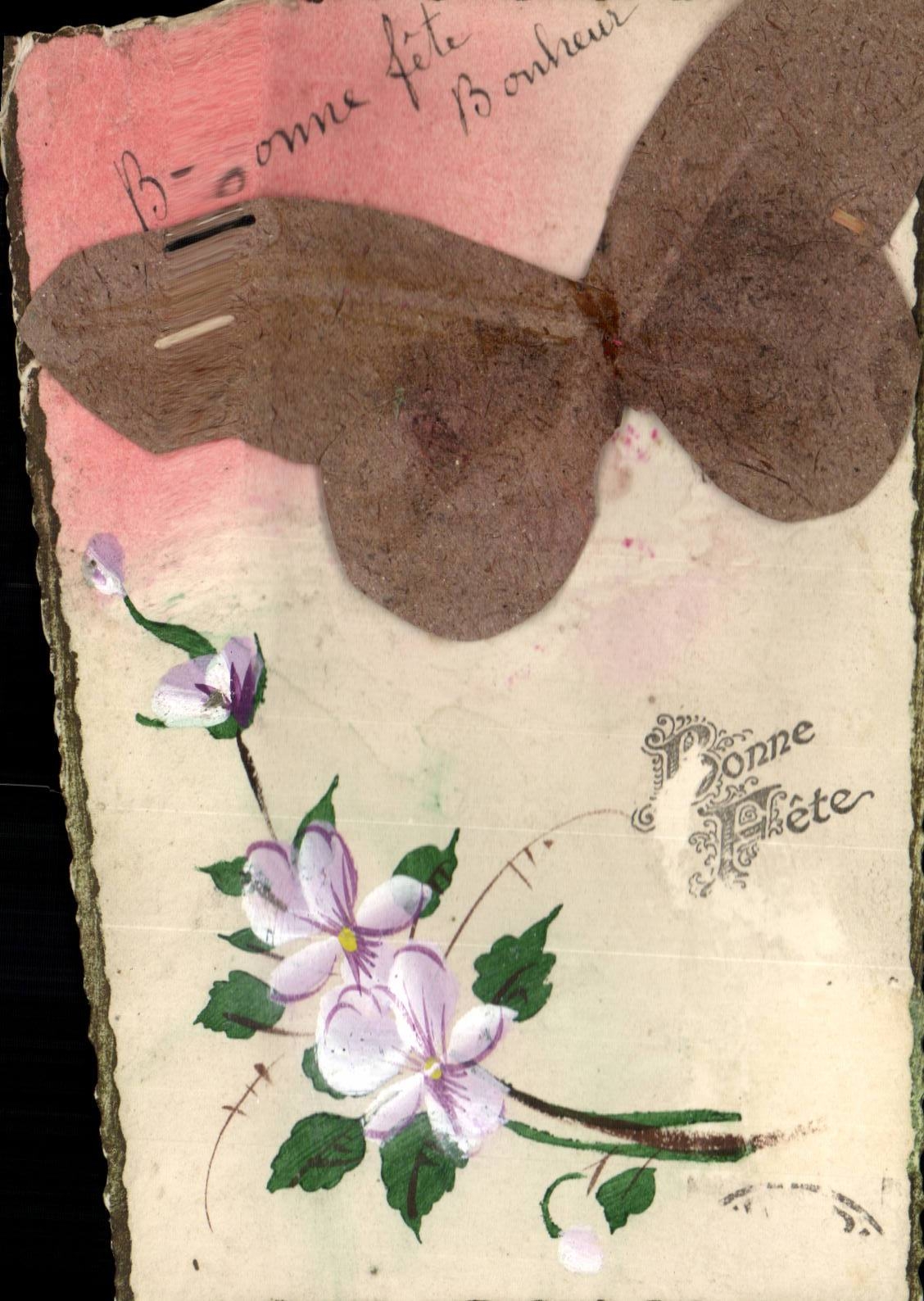 CPA Fantaisie Papillon Buttterfly Bonne fete