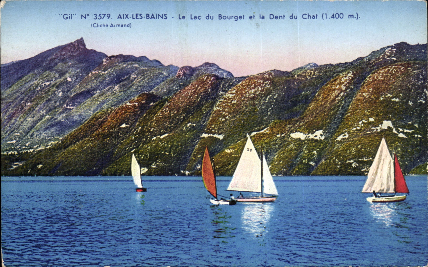 CPA Aix les Bains Le lac du Bourget et la dent du chat