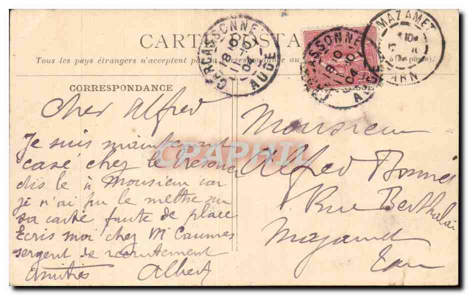 CPA CArcassonne Les Lices hautes — Verso