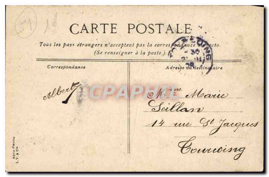 CPA Roubaix Le clocher de Comines Square Pierre Coteau — Rückseite