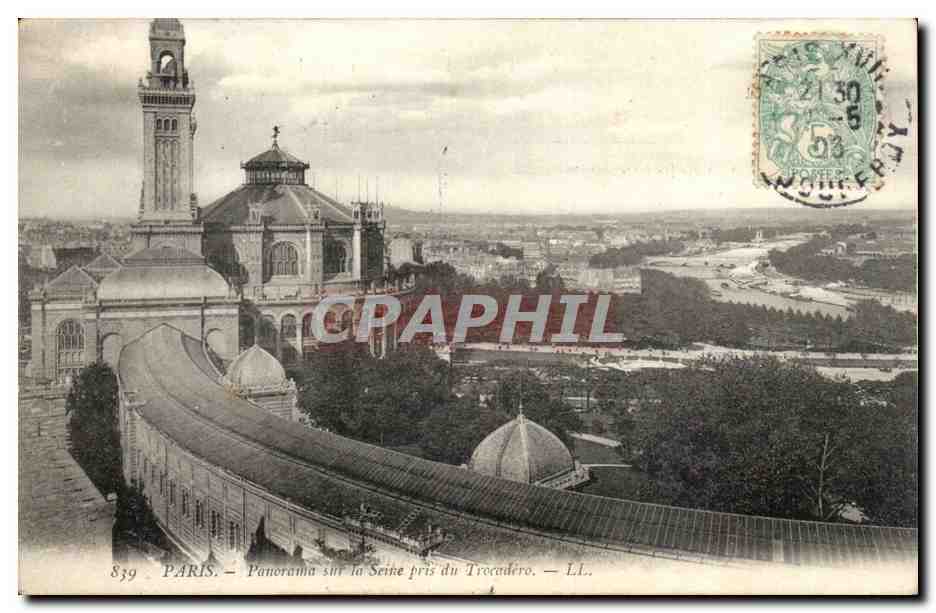 Paris CPA Panorama de la Seine prrise du Trocadero