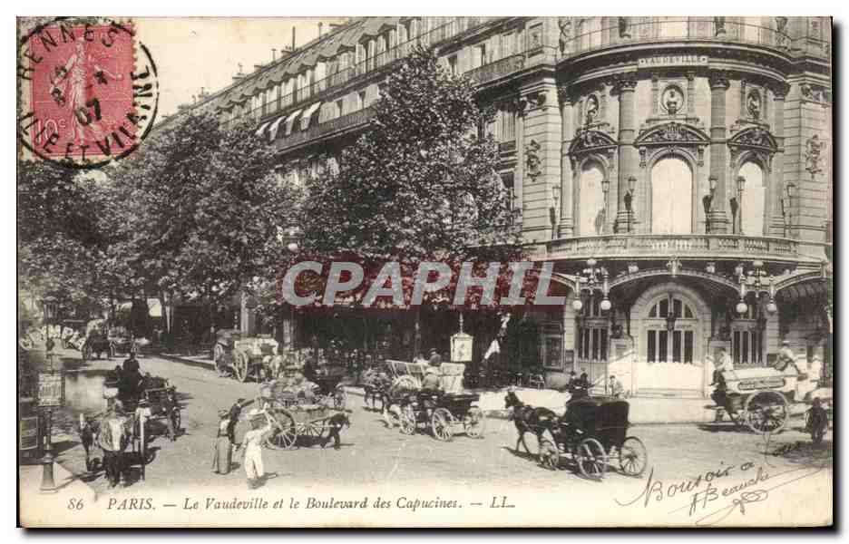Paris CPA Vaudeville et le boulevard des CApucines