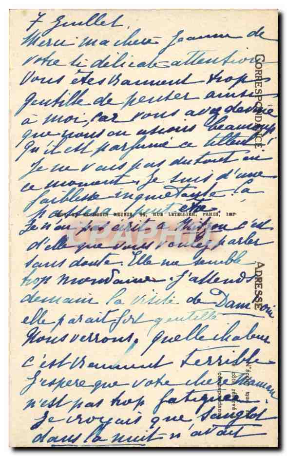 Paris CPA Dalle du soldat inconnu — Verso