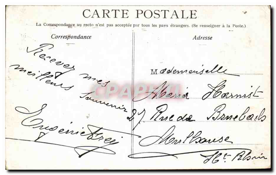 Paris CPA Hotel de ville Peniche — Verso