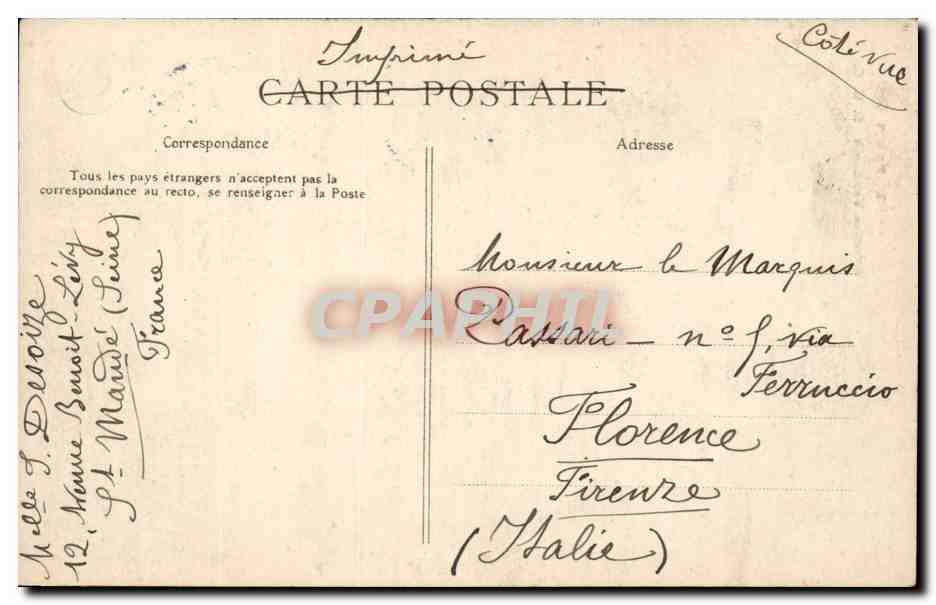 Paris CPA Colonne vendome — Rückseite