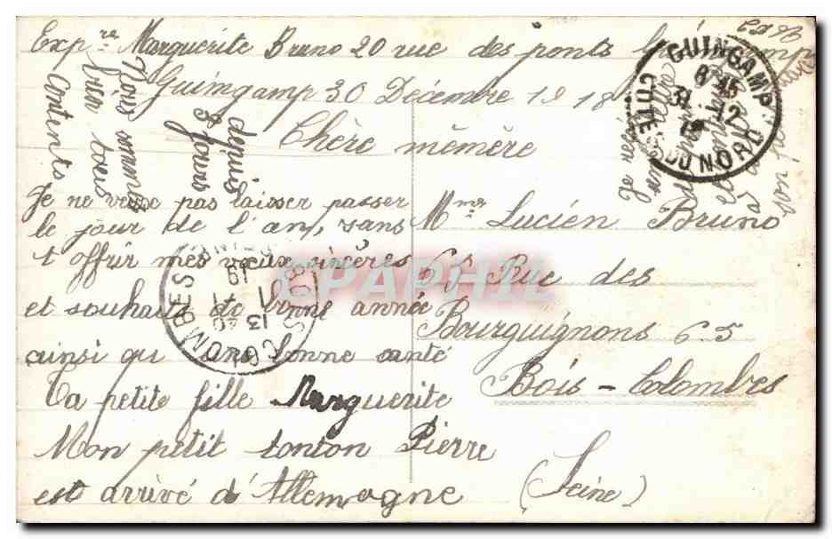 CPA Fantaisie Enfant Bonne annee — Rückseite