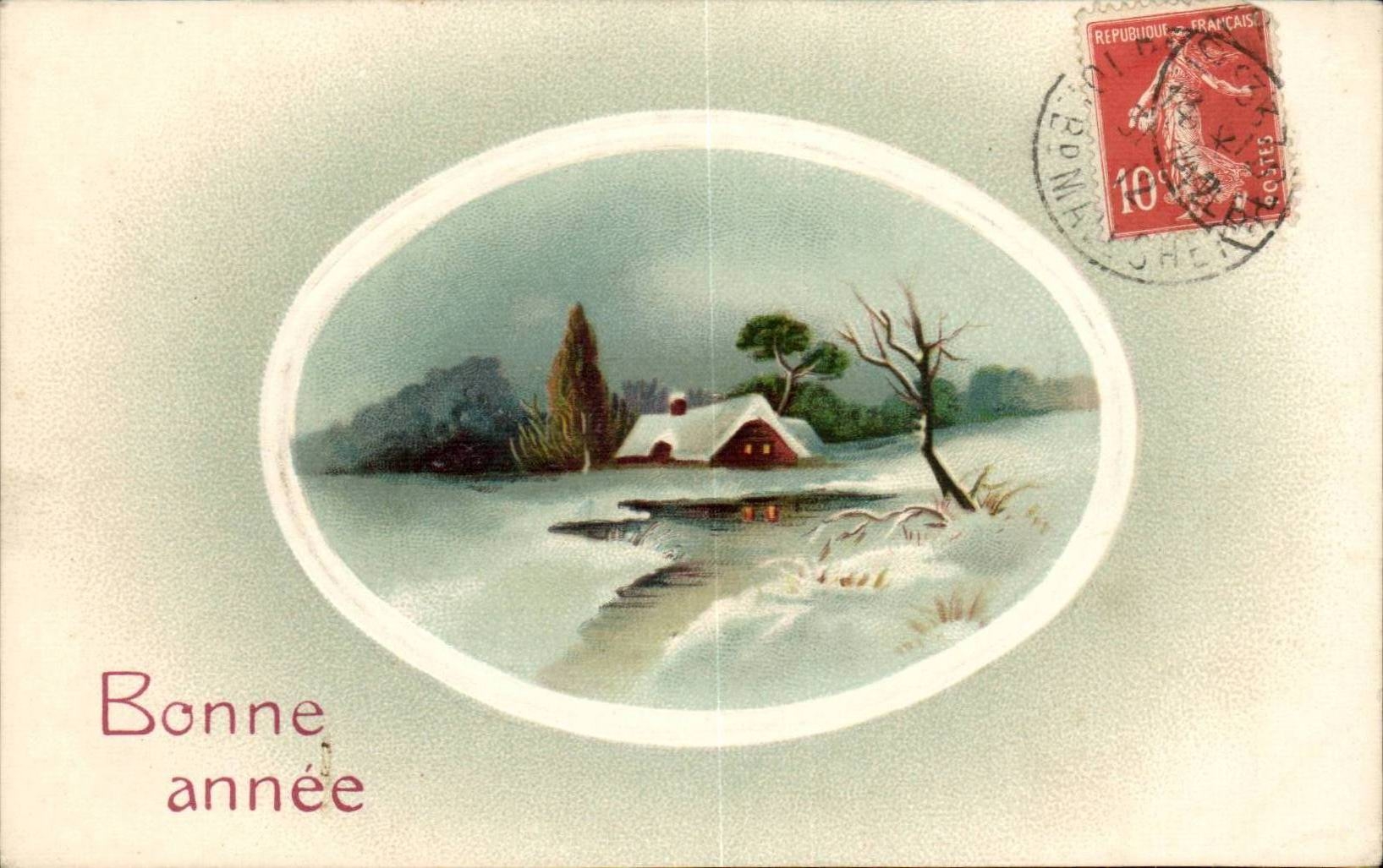 CPA Fantaisie Paysage Bonne annee