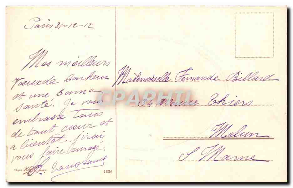 CPA Fantaisie Paysage Bonne annee — Rückseite