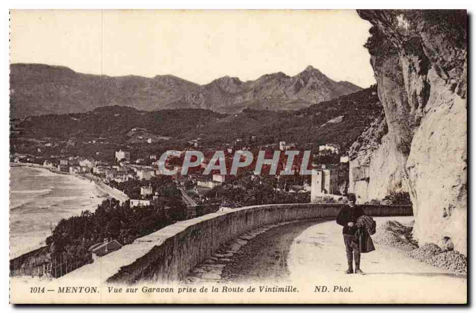 Menton cPA Vue sur Garavan prise de la route de Vintimille