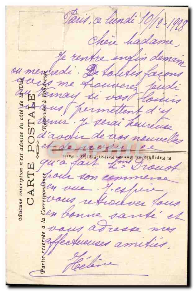 Paris CPA Arc de triomphe et la tombe du soldat inconnu — Verso