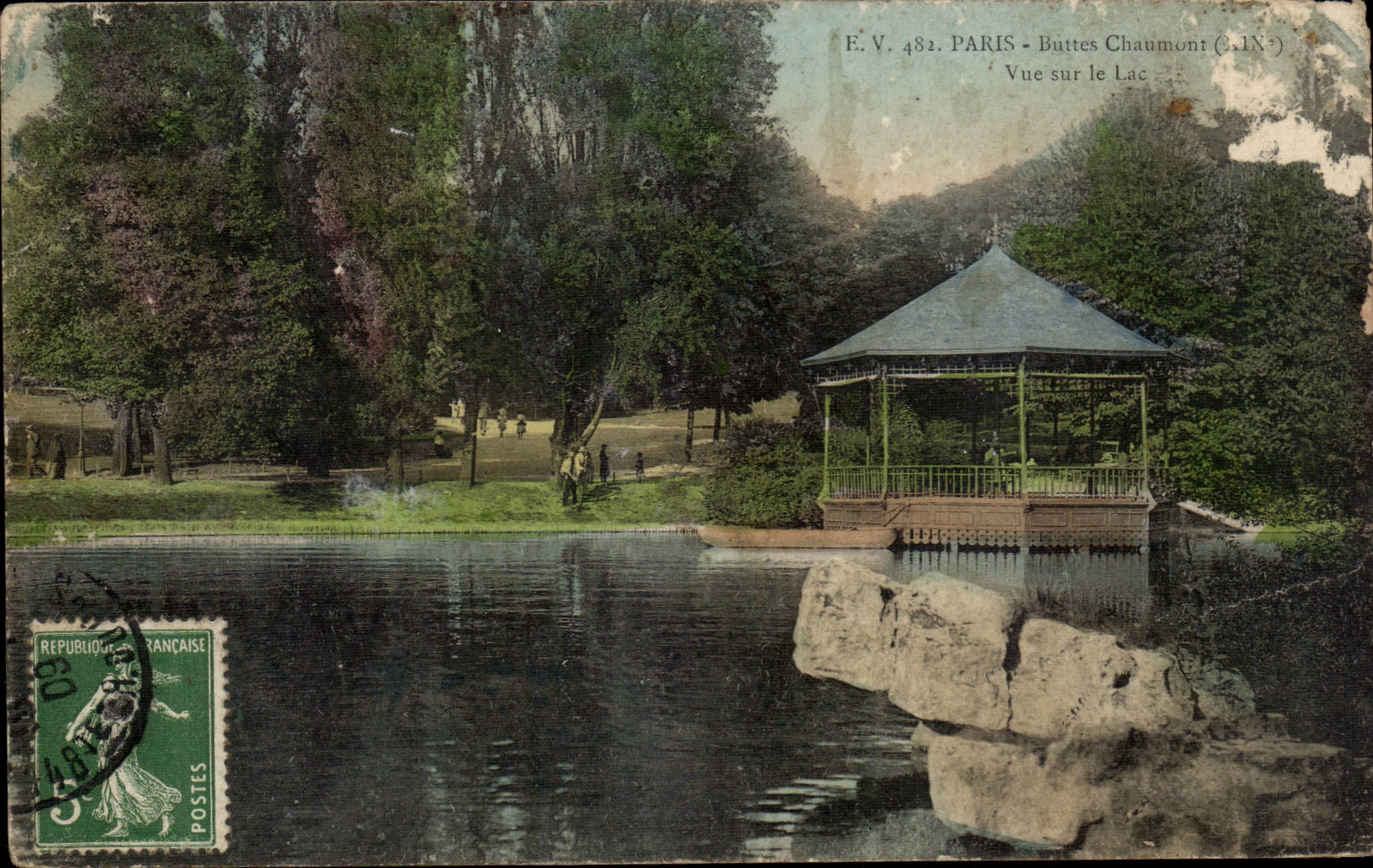 Buttes Chaumont — Ansicht über den See — E.V. 482, Paris