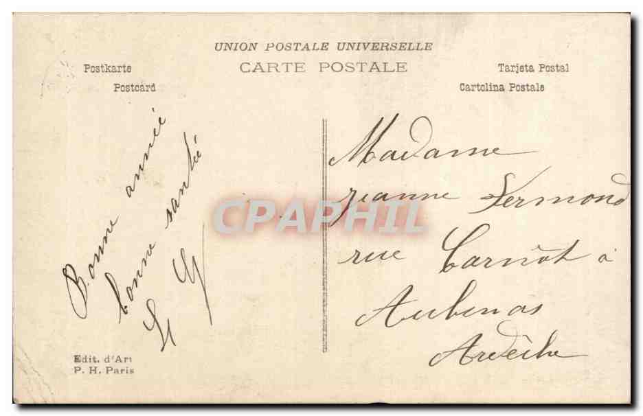 Fantaisie - Femme - Woman with flowers at open window - Fleurs - CPA  — Back