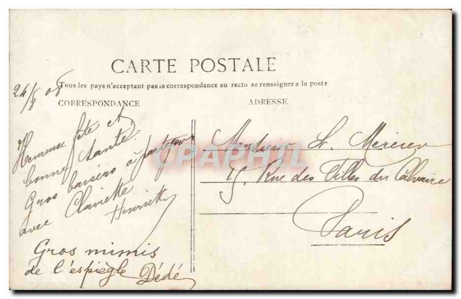Femme en robe bleue tenant un bouquet — Bonne Fête — éditeur Bonne Fête, n° 633 — Verso
