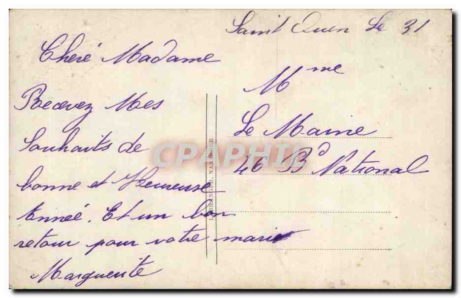 Femme en robe verte tenant un gui — éditeur 'Postes Françaises' n°3409 — Verso