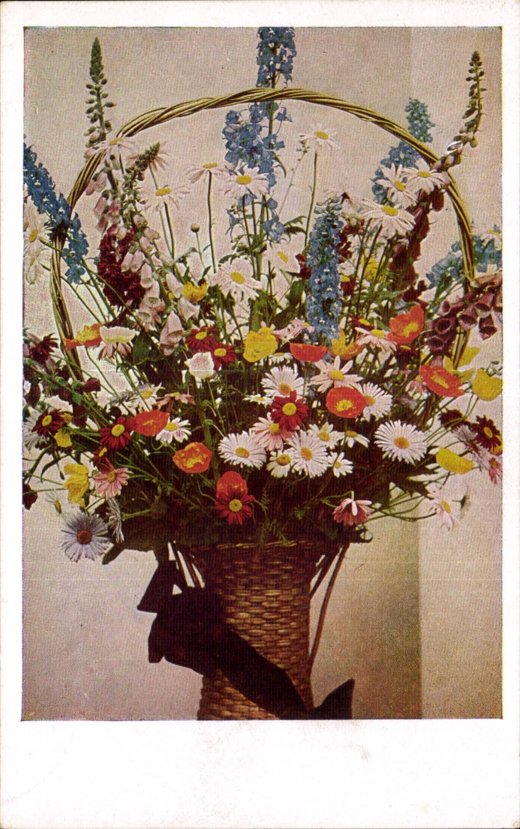Fleurs - Huge basket of beautiful spring flowers - CPA 
