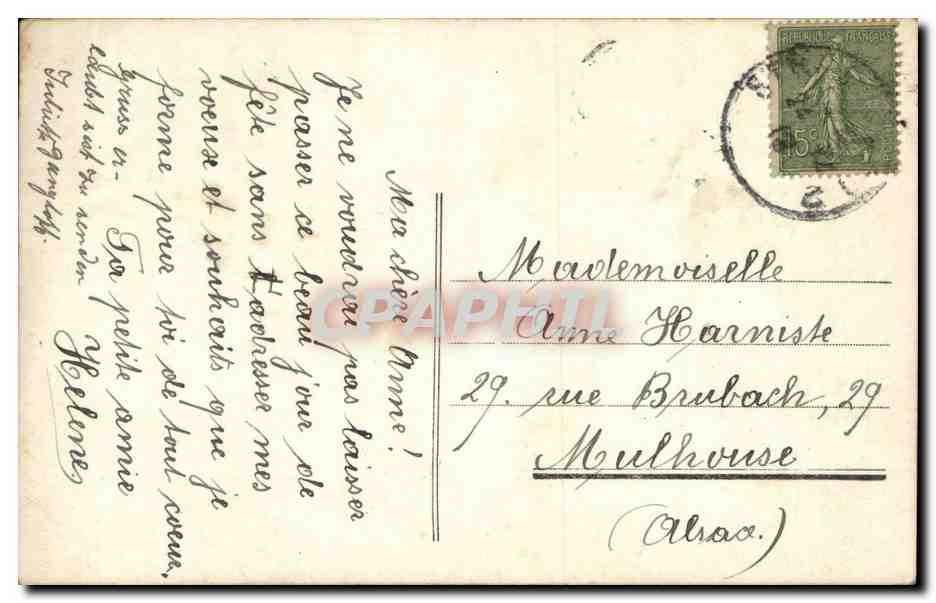 Femme en robe rose tenant un bouquet — Gloria, n° 1060 — Bonne Fête — Rückseite