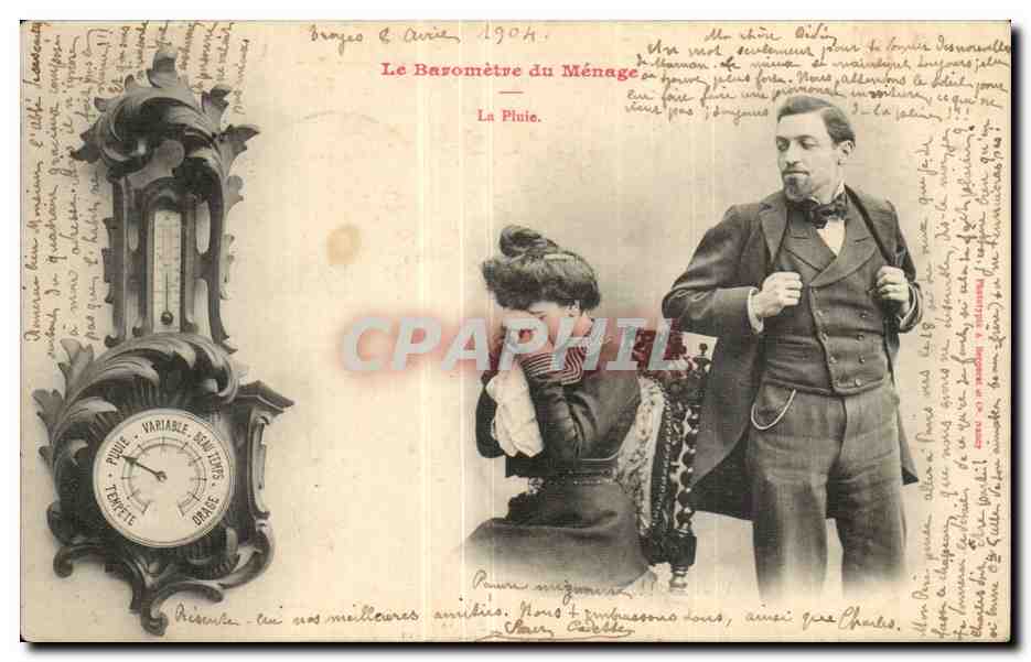 Fantaisie - Couple - Le Barometre a Menage - La Ploie - CPA 
