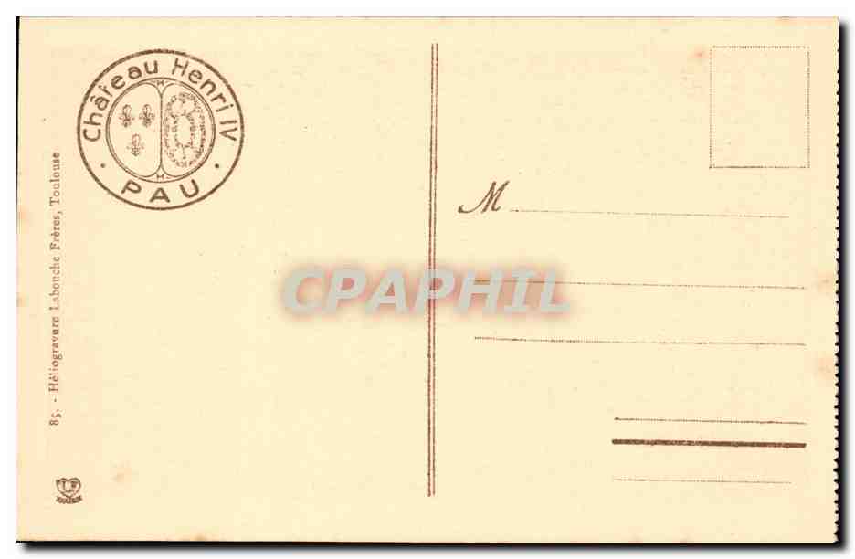 Pau - Château Henri IV - Salon d'Attente — Édition Héritage Labonche Frères, n°7 — Verso