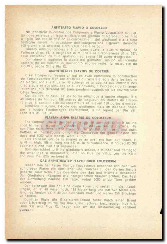 Italia - Italie - Roma - Rome - Anfiteatro Flavio e Colosseo - CPA  — Verso