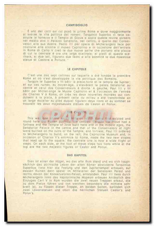 Italia - Italie - Roma - Rome - Campidoglio - CPA  — Rückseite