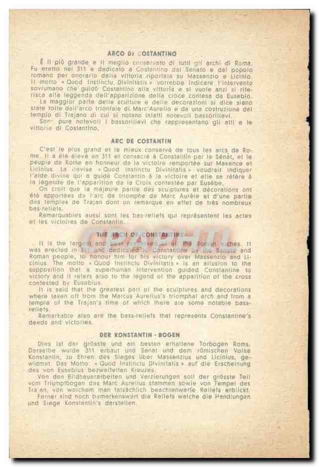 Italia - Italie - Roma - Rome - Arco di Constantino - CPA  — Verso