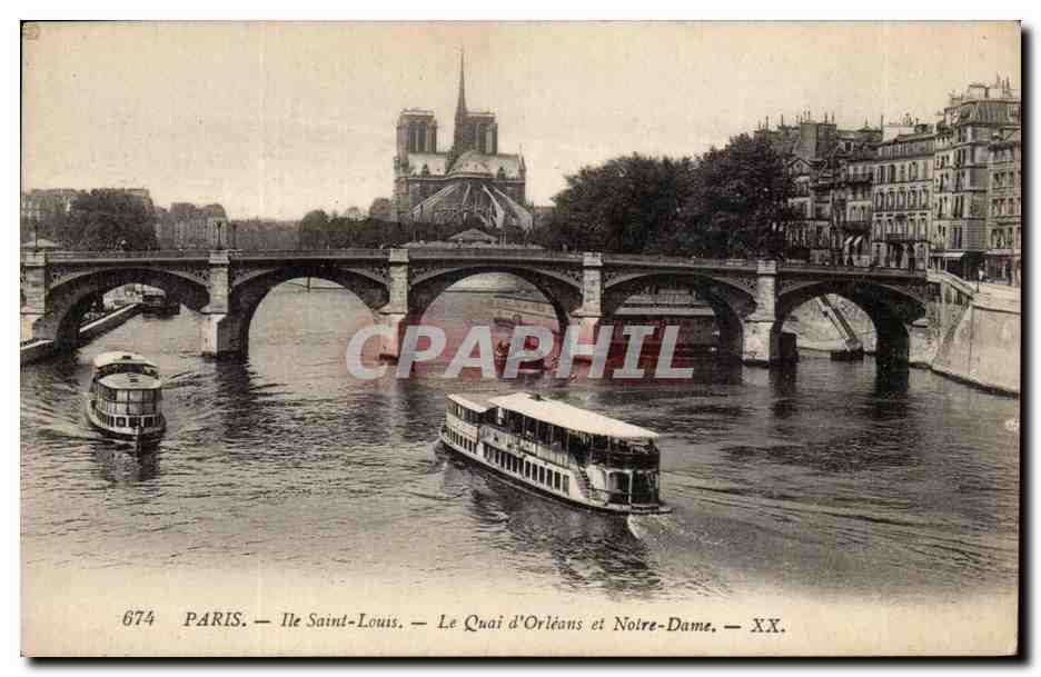 Paris - 4 - Ile Saint Louis - Le Quai D'Orleans - Notre Dame - CPA 